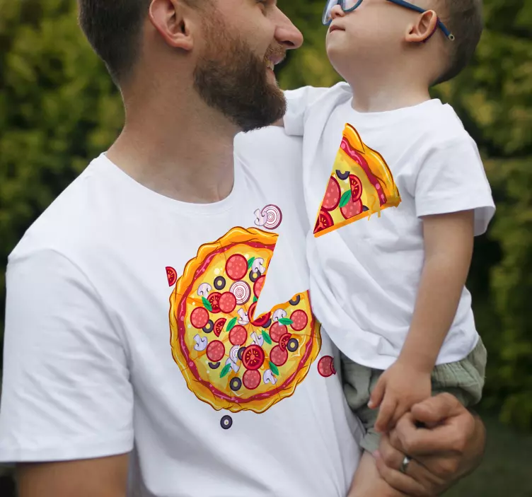 Camiseta padre e hijo Porción de pizza - TenVinilo