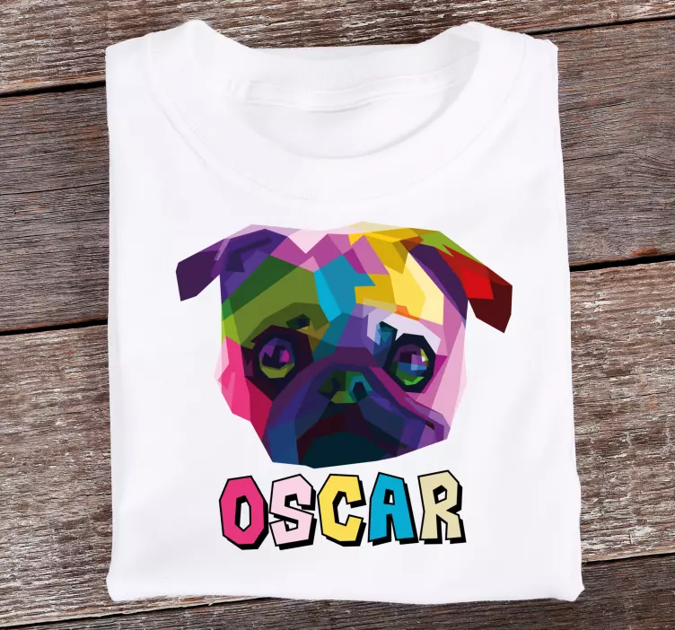 Camisetas con nombre Perro pug de animales geométricos - TenVinilo
