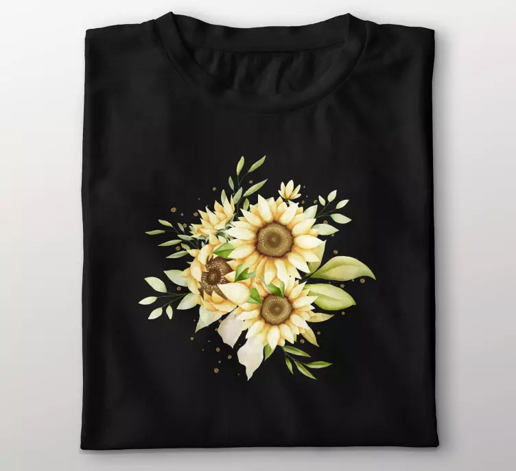 Camisa personalizada con ramo de girasol pintado detallado - TenVinilo