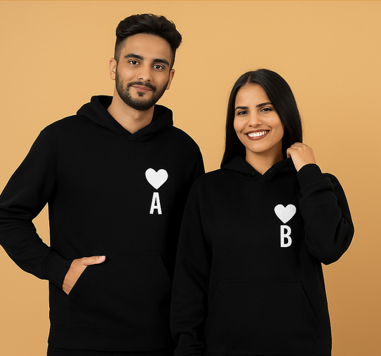 Polera iniciales de nombre personalizadas y corazón - TenVinilo