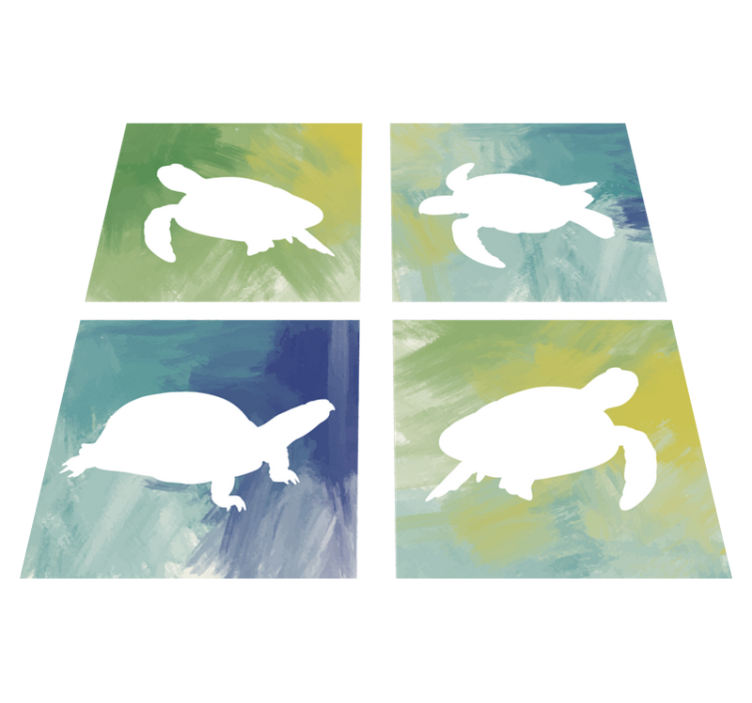 Alfombra vinílica animales baldosas tortuga colorida - TenVinilo