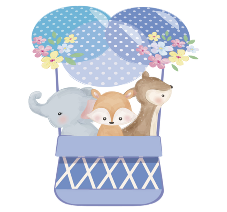 Alfombra vinílica animales globo aerostático acuarela - TenVinilo