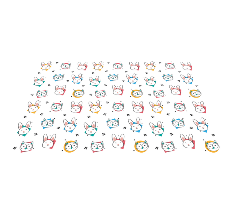 Alfombra vinílica animales patrón búho conejo - TenVinilo