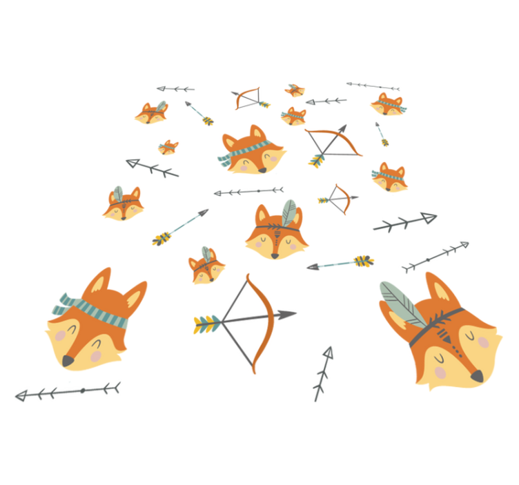 Alfombra vinílica animales caras de zorro felices - TenVinilo