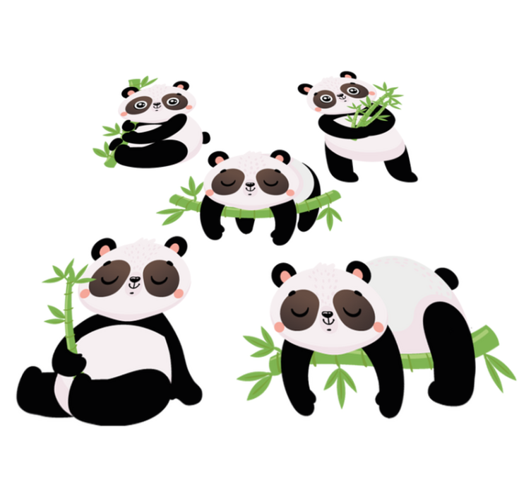 Alfombra vinílica animales ilustraciones de pandas adorables - TenVinilo