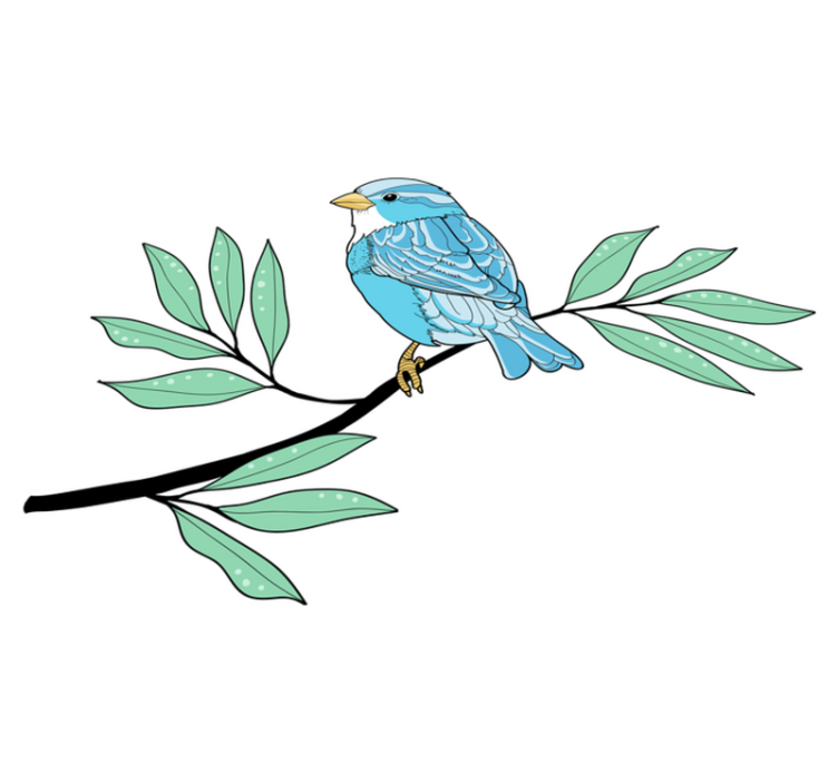 Alfombra vinílica animales ave azul con plumas - TenVinilo