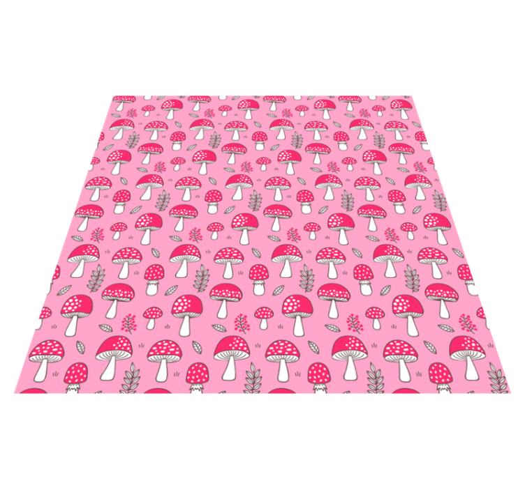 Alfombra vinílica flores setas y plantas sobre fondo rosa - TenVinilo