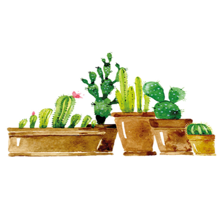 Alfombra vinílica flores jardín de cactus casero - TenVinilo