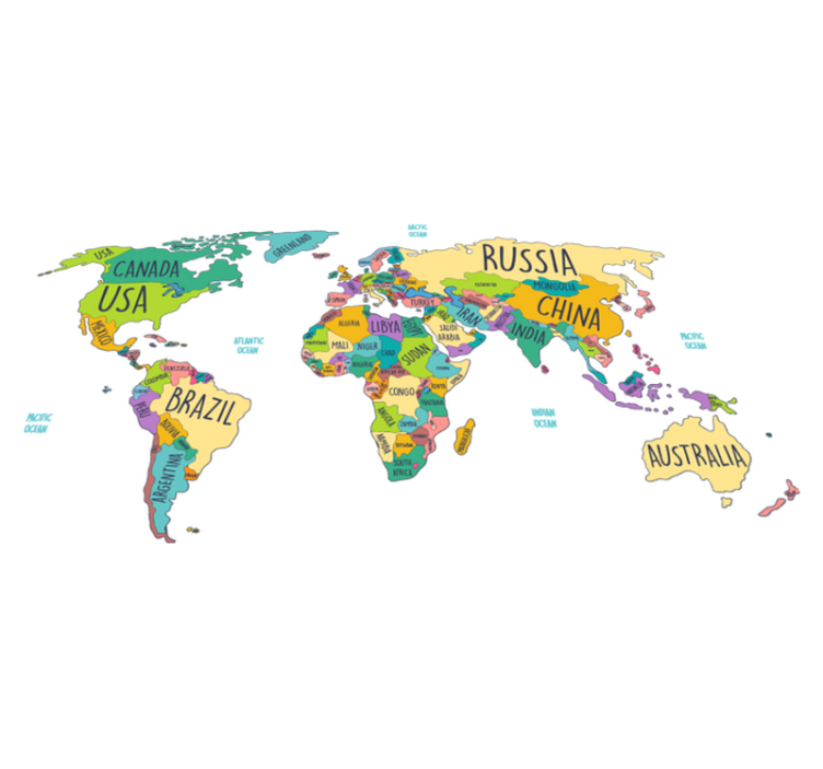 Alfombra vinílica mapamundi mapa político mundial - TenVinilo