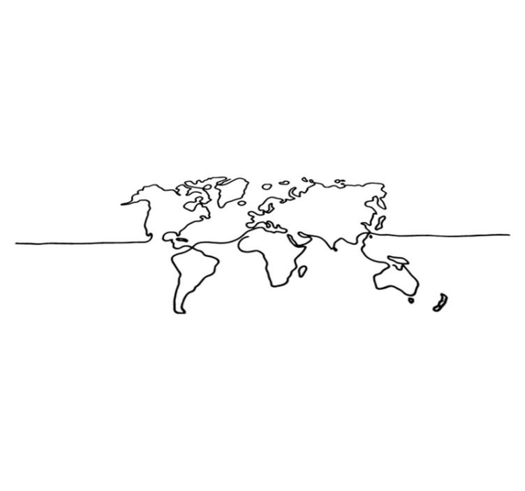 Alfombra vinílica mapamundi arte lineal mundial - TenVinilo