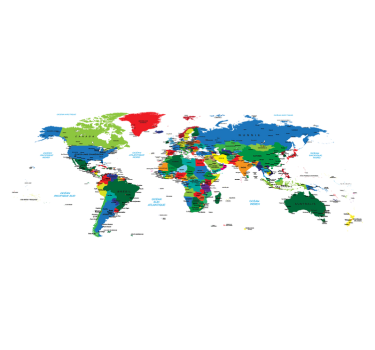 Alfombra vinílica mapamundi carte du monde en couleur - TenVinilo