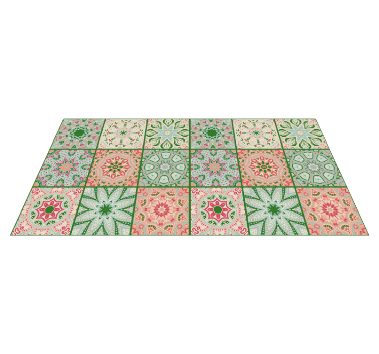 Alfombra vinílica baño decoración cuadrada azul y verde - TenVinilo