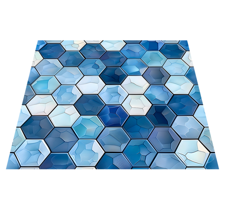 Alfombra vinílica oficina efecto azulejos azules - TenVinilo