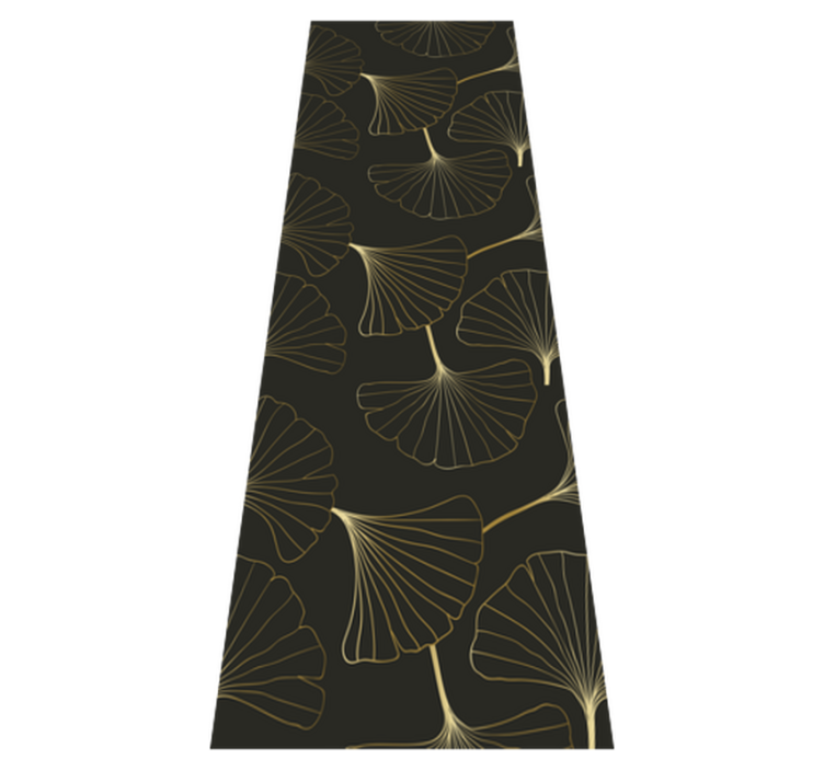 Alfombra vinílica oficina hojas de ginkgo charcoal gold - TenVinilo
