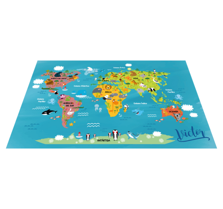 Alfombra vinílica infantil mapa con nombre - TenVinilo