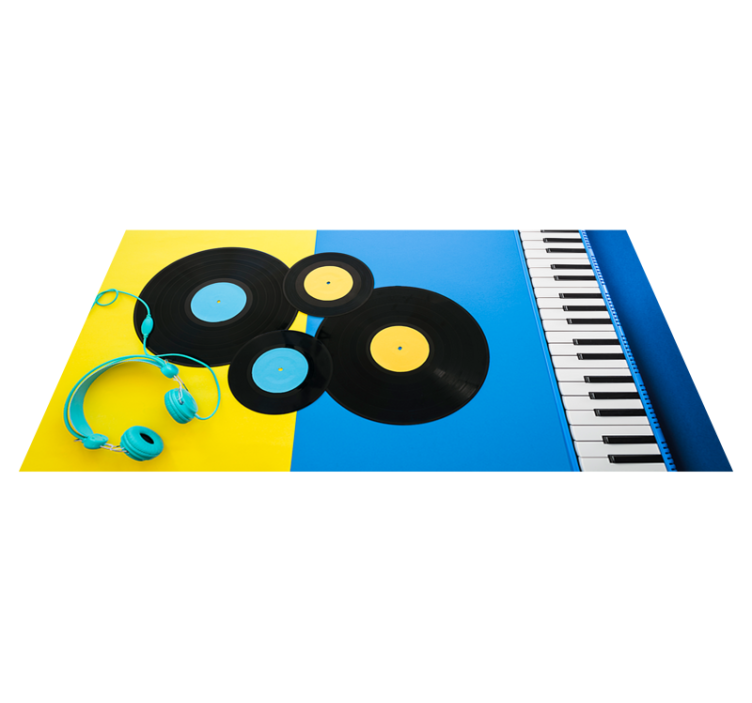 Alfombra vinílica moderna piano y discos - TenVinilo