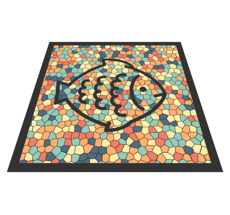 Alfombra vinilo mosaico colorido con pez - TenVinilo