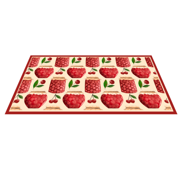 Alfombra vinílica cocina motivo de mermelada de cerezas - TenVinilo