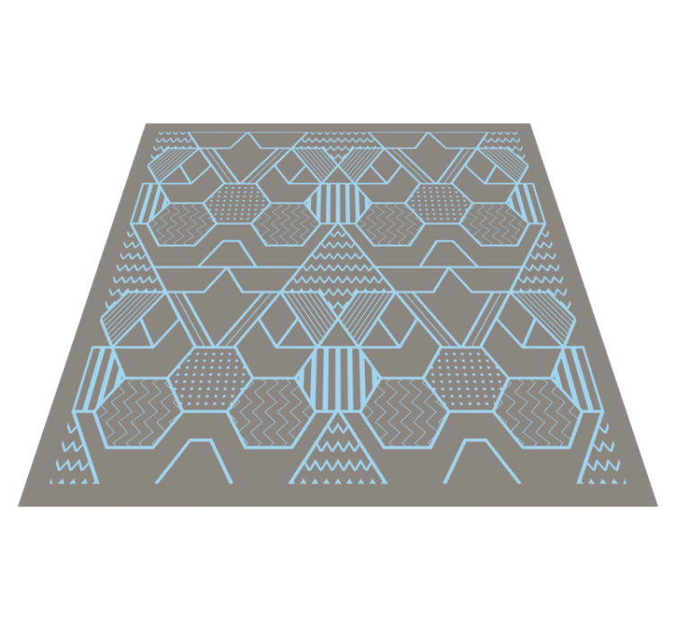 Alfombra vinilo mosaico Hexágonos azules y diamantes - TenVinilo