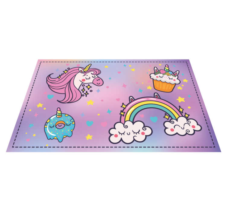 Alfombra vinílica infantil tema de fantasía de unicornio - TenVinilo