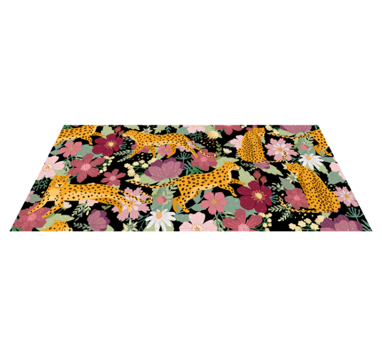 Alfombra vinílica animales patrón floral de leopardo - TenVinilo