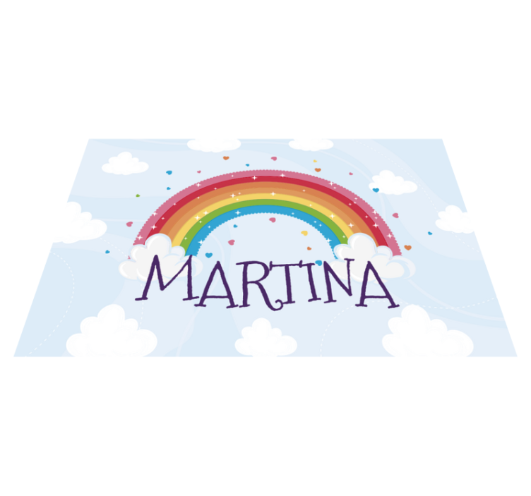 Alfombra vinílica infantil nombre personalizado arcoiris - TenVinilo
