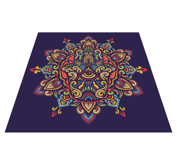 Alfombra vinílica mandala diseño de fondo azul - TenVinilo