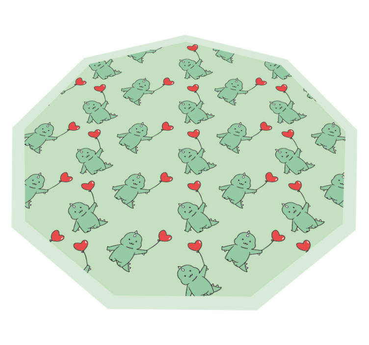 Alfombra vinílica infantil dragones verdes con corazones - TenVinilo