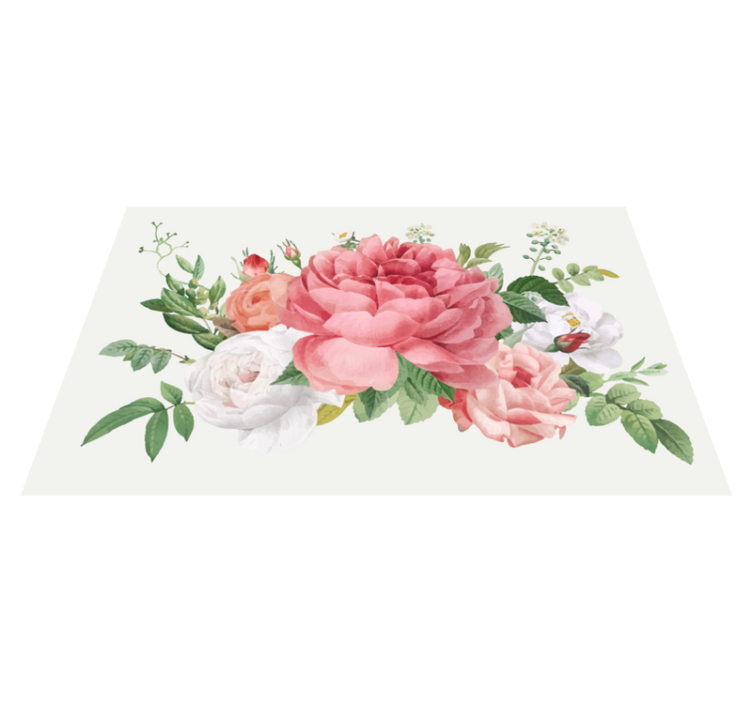 Alfombra vinílica baño de flores rosas - TenVinilo