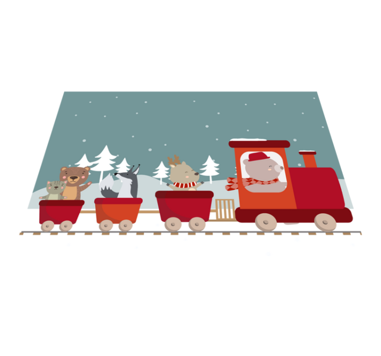 Alfombra vinílica infantil aventura en tren con animales - TenVinilo