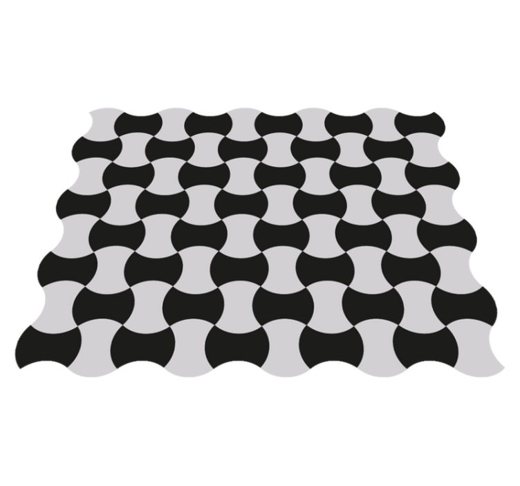 Alfombra vinílica geométrica curvas en blanco y negro - TenVinilo