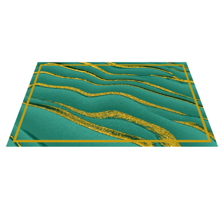 Alfombras vinílicas modernas Efecto mármol verde y dorado - TenVinilo