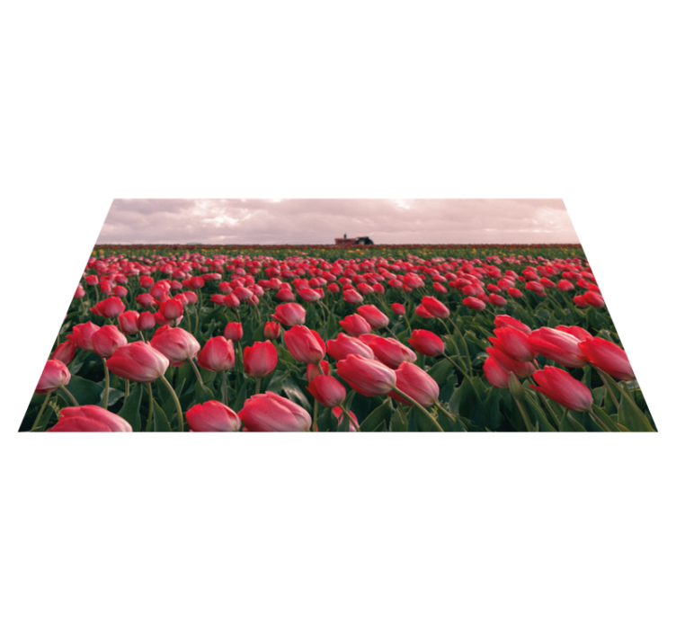 Alfombra vinílica naturaleza campo de tulipanes vibrante - TenVinilo