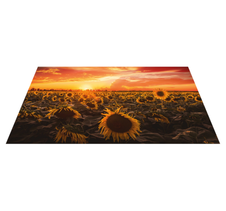 Alfombra vinilo pasillo Campo de girasoles amanecer - TenVinilo