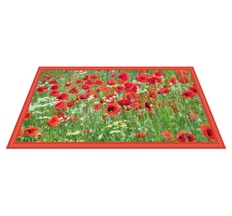 Alfombra vinílica flores campo de amapolas realista - TenVinilo