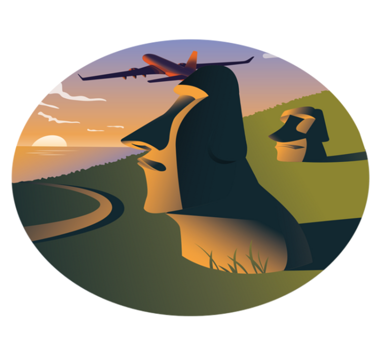 Alfombra vinílica redonda puesta de sol en la isla de pascua - TenVinilo