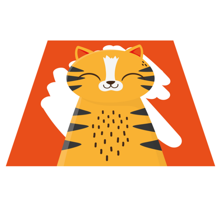 Alfombra vinílica dormitorio Gato naranja con rayas negras - TenVinilo