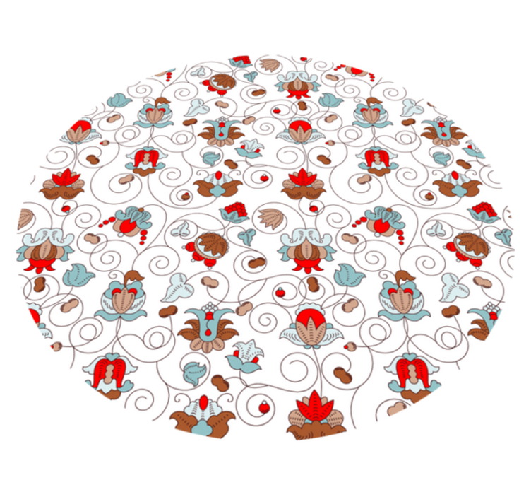 Alfombra vinílica flores acento circular botánico en espiral - TenVinilo