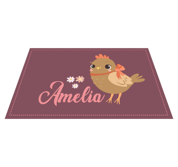 Alfombra vinílica con nombre Pollito con cinta y nombre - TenVinilo