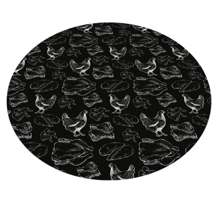 Aflombra vinílica animales Pollo frito blanco y negro - TenVinilo