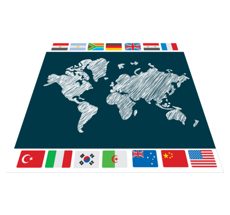 Alfombra vinílica mapamundi arte del mapa global - TenVinilo