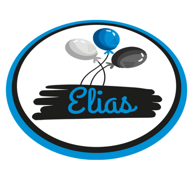 Alfombra vinílica personalizable Globos negros y azules con nombr - TenVinilo