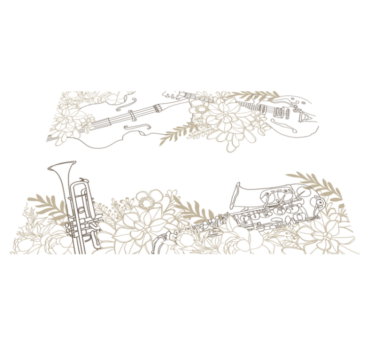 Alfombra vinílica flores arreglo floral musical - TenVinilo