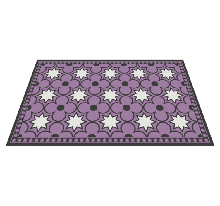 Alfombra vinílica hidráulica Estrellas geométricas moradas y negr - TenVinilo