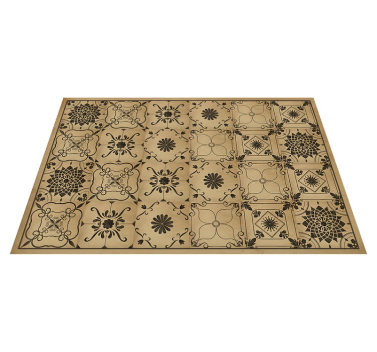 Alfombra vinílica hidráulica Patrón de mosaico beige vintage - TenVinilo