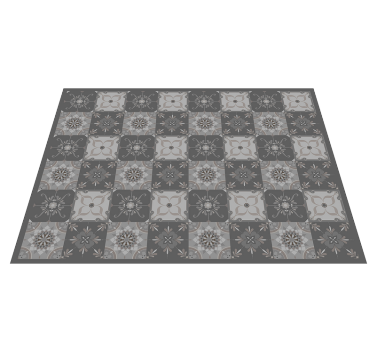 Alfombra vinílica hidráulica Patrón de mosaico vintage gris - TenVinilo