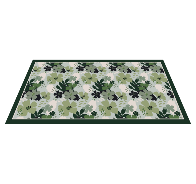 Alfombra vinílica flores verde con estampado floral - TenVinilo