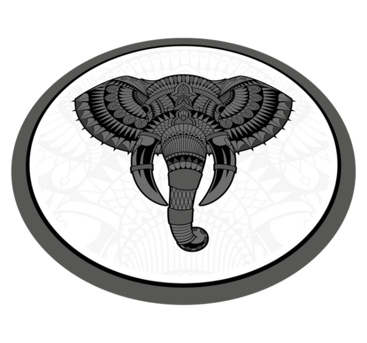 Alfombra vinílica animales elefante gris mandala - TenVinilo