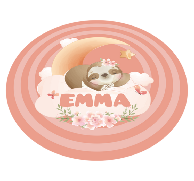 Alfombra vinílica bebé Lindos animales perezosos con nombre - TenVinilo
