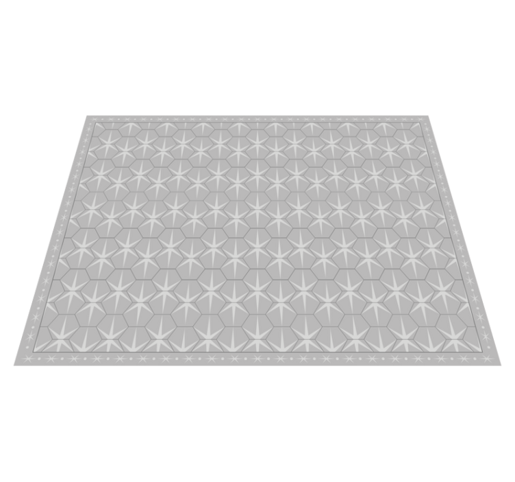 Alfombra vinílica gris patrón de estrella hexagonal - TenVinilo